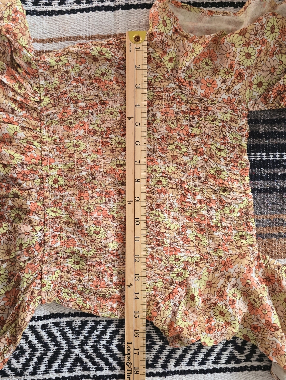 Floral Peplum Top Flutter Sleeve - Picture 5 of 8